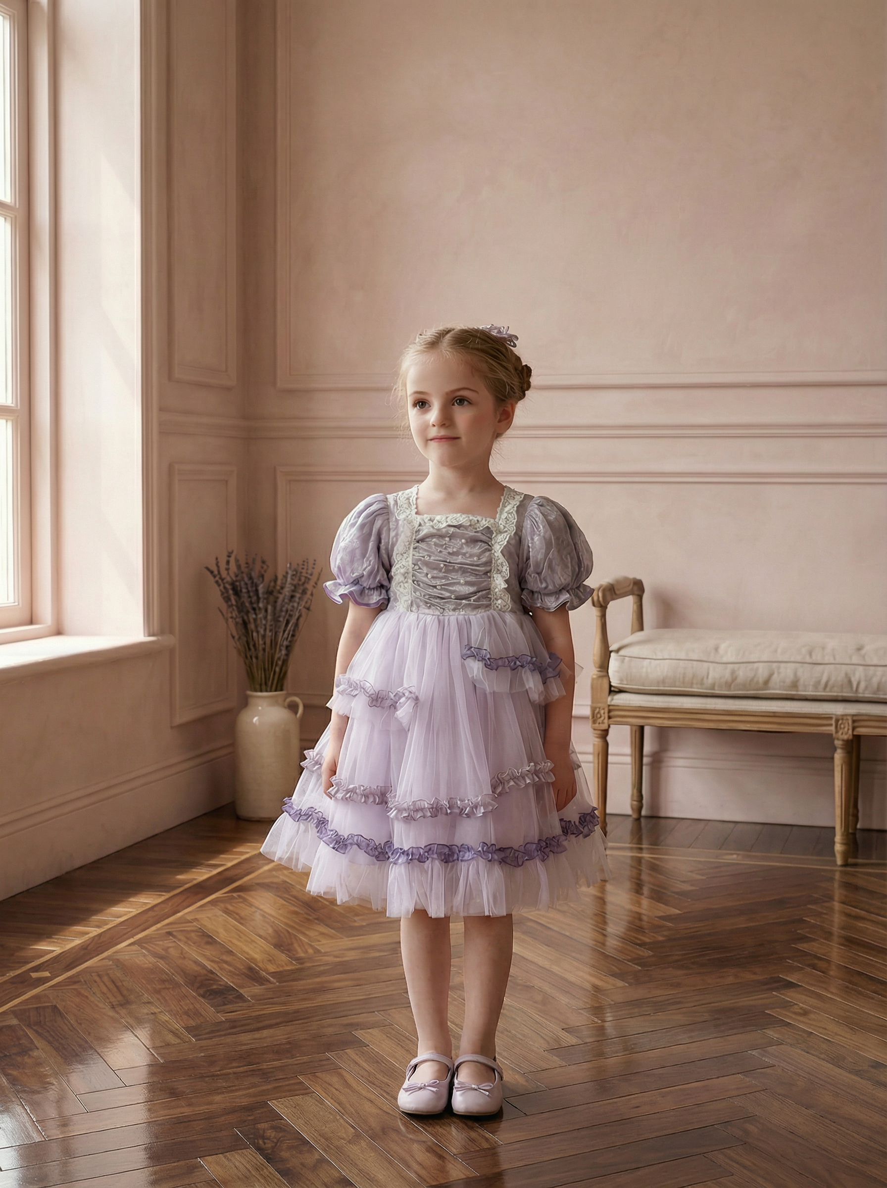 Elegance Purple Velvet Pearl Vintage Court-Style Princess Dress 77