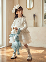 White Sequin Knit Yarn Skirt Princess-Style Girls' Dress 79
