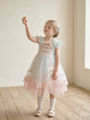French Powder Green Embroidered Princess Tulle Dress 80