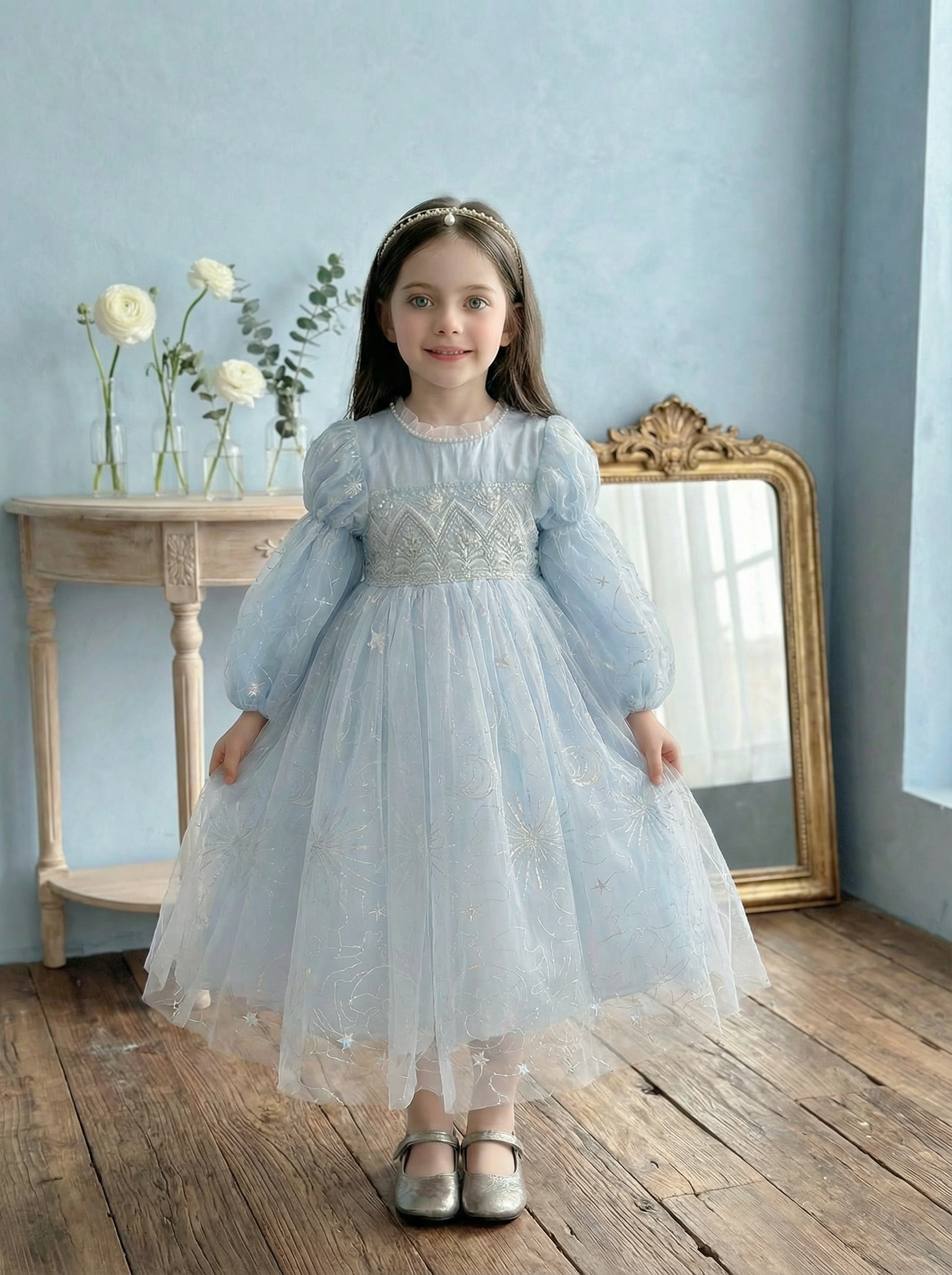Baby Blue Ice Princess Dress for Girls 62