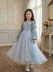 Blue Princess Dress for Little Girls Birthday Dress 56