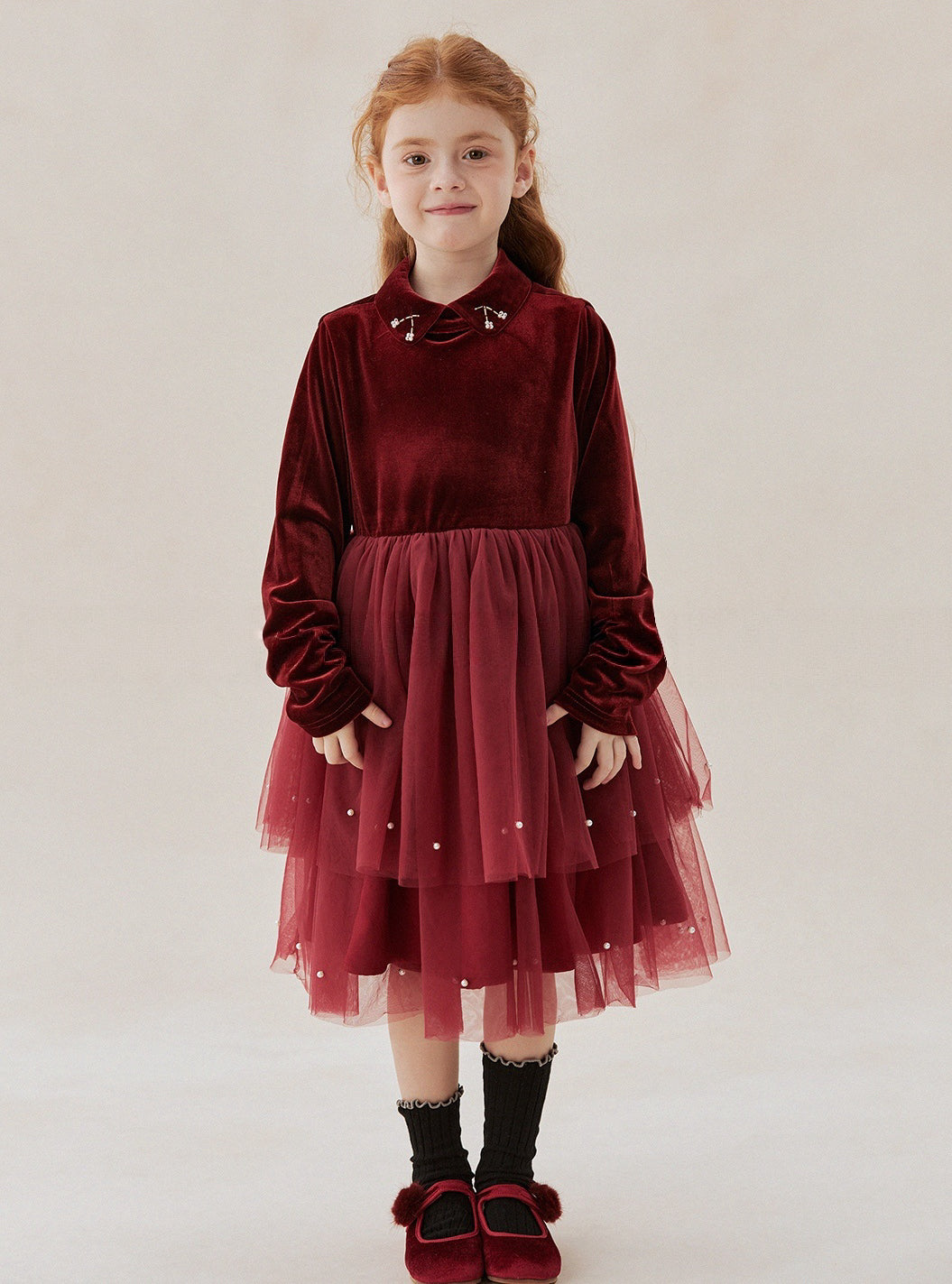 Red Beaded Velvet Evening Gown 42