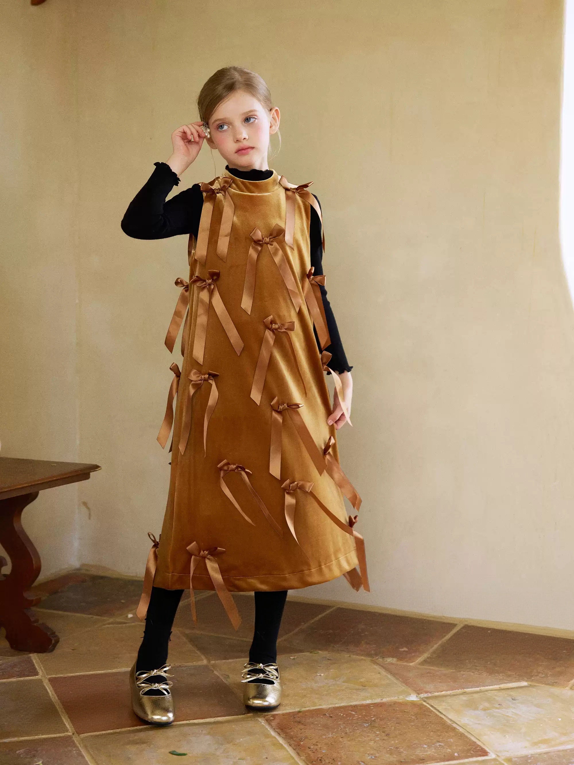 Elegant Velvet Bow-Front Tank Dress 49