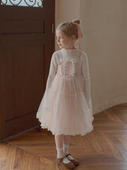 Pink Strapless Mesh Princess Dress with Long Sleeves 64