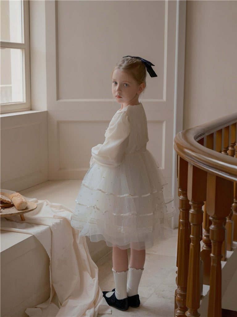 White French Princess Long-Sleeve Dress 67